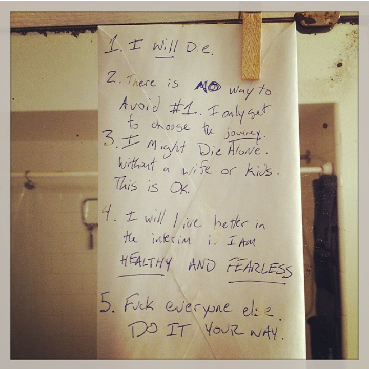 This note is hanging up in my bathroom